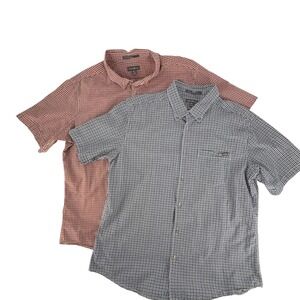 Eddie Bauer Mens Classic Fit Gingham Short Sleeve Button Down Shirts Set (2)XL